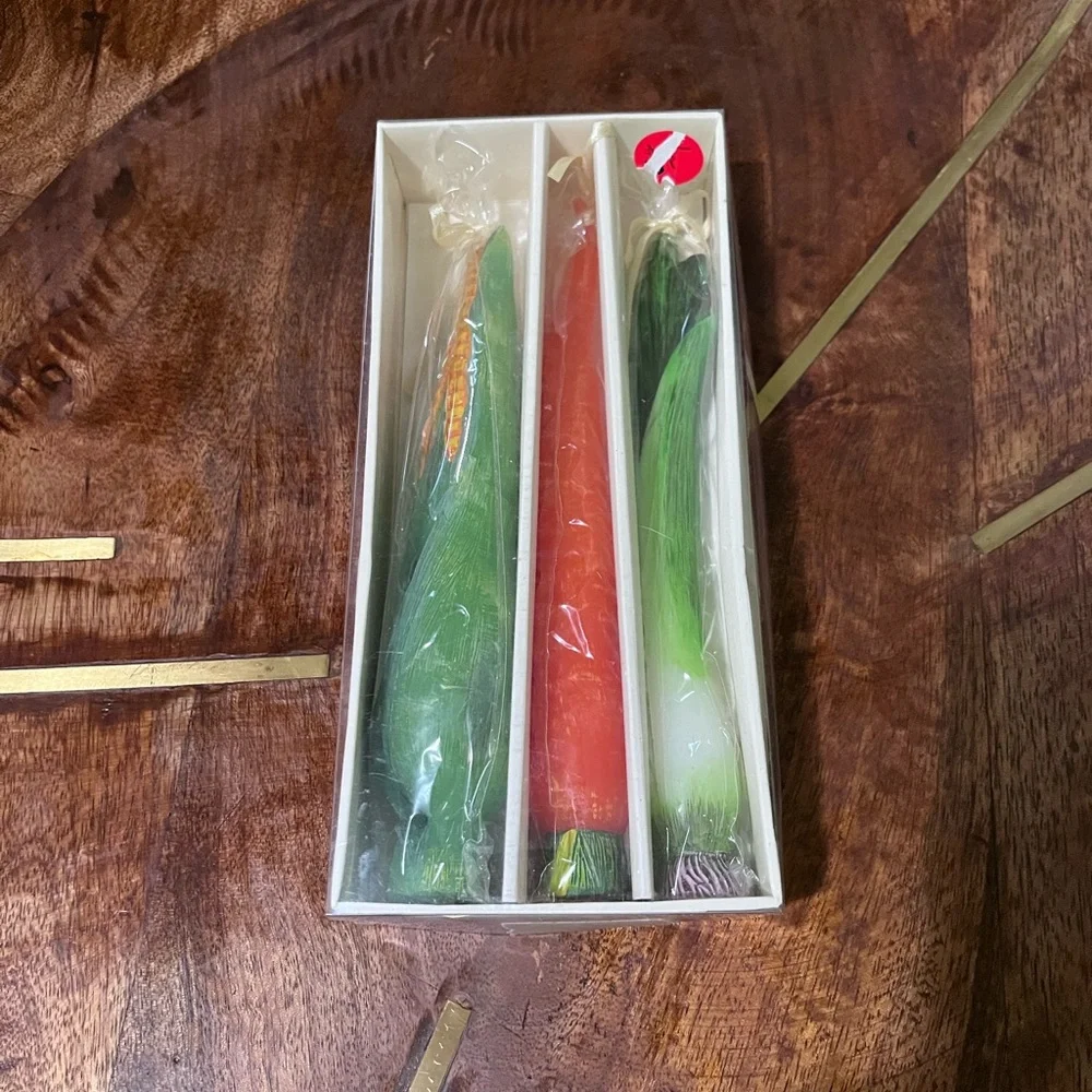 Vtg IHR Germany Vegetable Candle Set: Corn, Carrot & Onion (Sealed, Boxed)